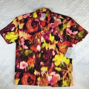Massive Luxury NYC Short Sleeve Button Up Shirt L Floral Abstract Print NWT